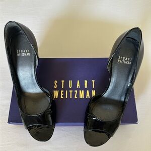 Stuart Weitzman Soft Black Patent Leather Stiletto Pumps Size 7.5 M